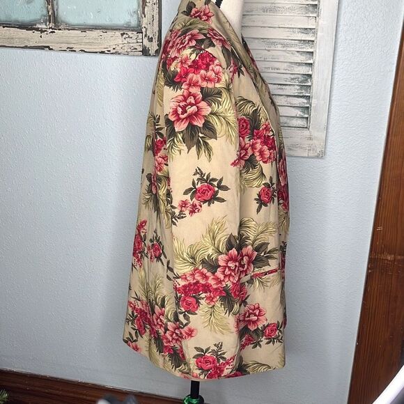 Folio Collection Saks Fifth Avenue Silk Women's Beige Floral Blazer Size 10 - Picture 10 of 11